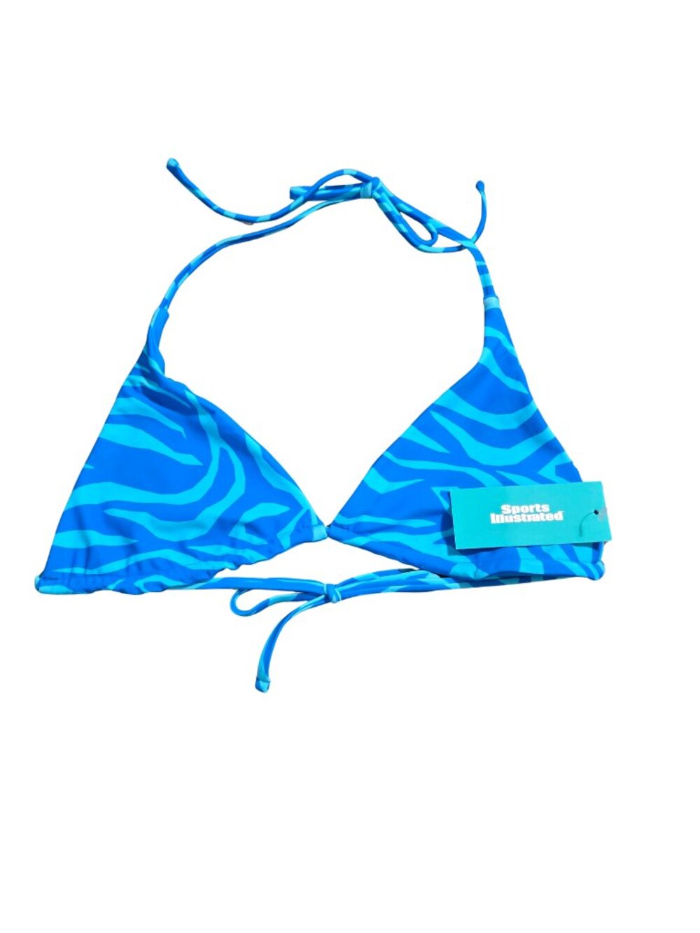 NWT | Sports Illustrated Blue Zebra Print Reversible Triangle Bikini Top | Small